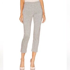 Theory Women’s Slim Knit Grid Print Plaid Check Pants In Multi Fog Size 2